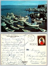 Vintage Fishing Boats at Hibbs Cove Newfoundland Canada Postcard 1979