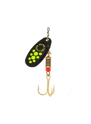 Mepps Black Fury Chartreuse Punkte Spinner Hecht Forelle Barsch Spinnköder