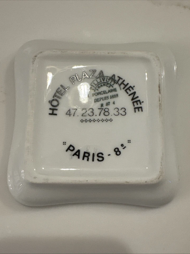 Cenicero vintage Plaza Athenee París Francia plato baratija porcelana Pillivuyt 3,75 Foto 2 de 4