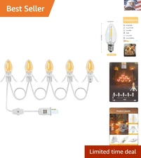 LED Accessory Cord with 5 Pieces C7 Light Bulbs, 9FT White Cord with On/Off S...