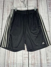 Adidas Shorts Mens L Black Athletic Lightweight Mesh Striped Training activewear