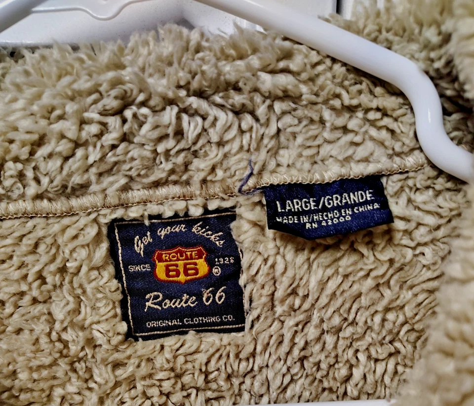 Chaqueta de Colección Y2K Route 66 Imitación Gamuza Sherpa Tostada Talla L Damas Western Retro Foto 2 de 4