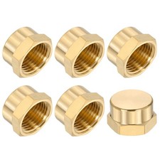 6Pcs 1/2" NPT Female Brass Pipe Fitting Cap Hex Head Tubing Thread Ends Cap