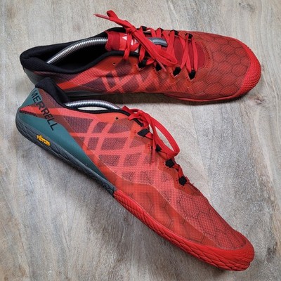 Merrell Vapor Glove 3 Barefoot Men Size 12 Red Running Shoes Minimalist Sneaker