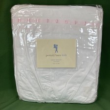 Pottery Barn Kids White With Pink Ribbon & Embroidered Details Bedskirt TWIN