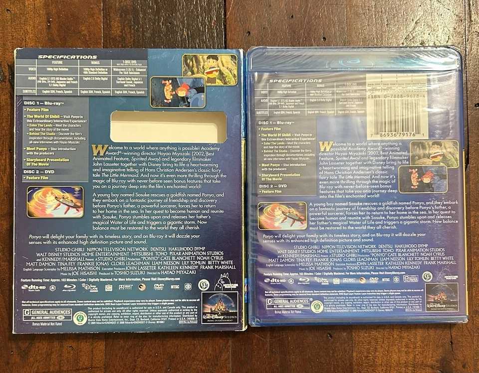 Ponyo (Blu-ray/DVD, 2010, 2-Disc Set) NEW Sealed Studio Ghibli Foto 4 de 4