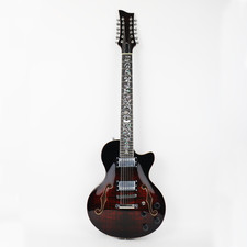12strings doublef hole electric lp guitar flower inlay dark red black set neck