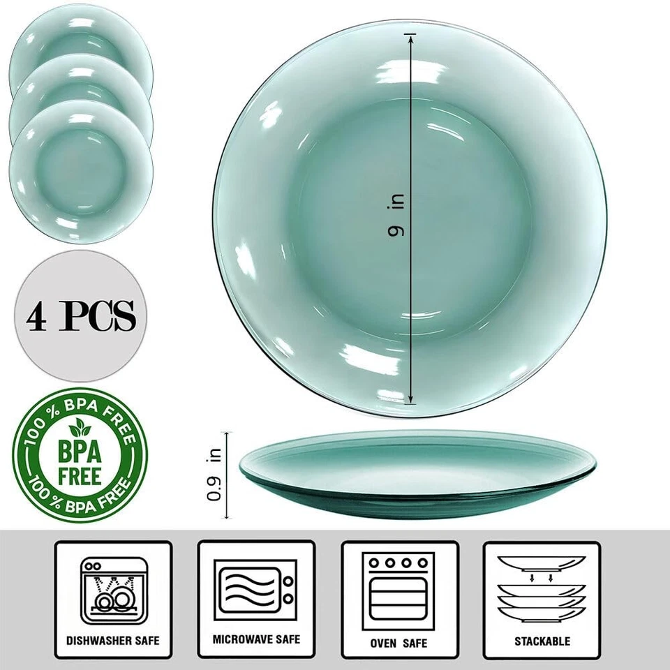 Glass Dinner Plate, Cobalt Transparent Glass Eating Plates, Circular Dinnerwa... - Image 2 of 4