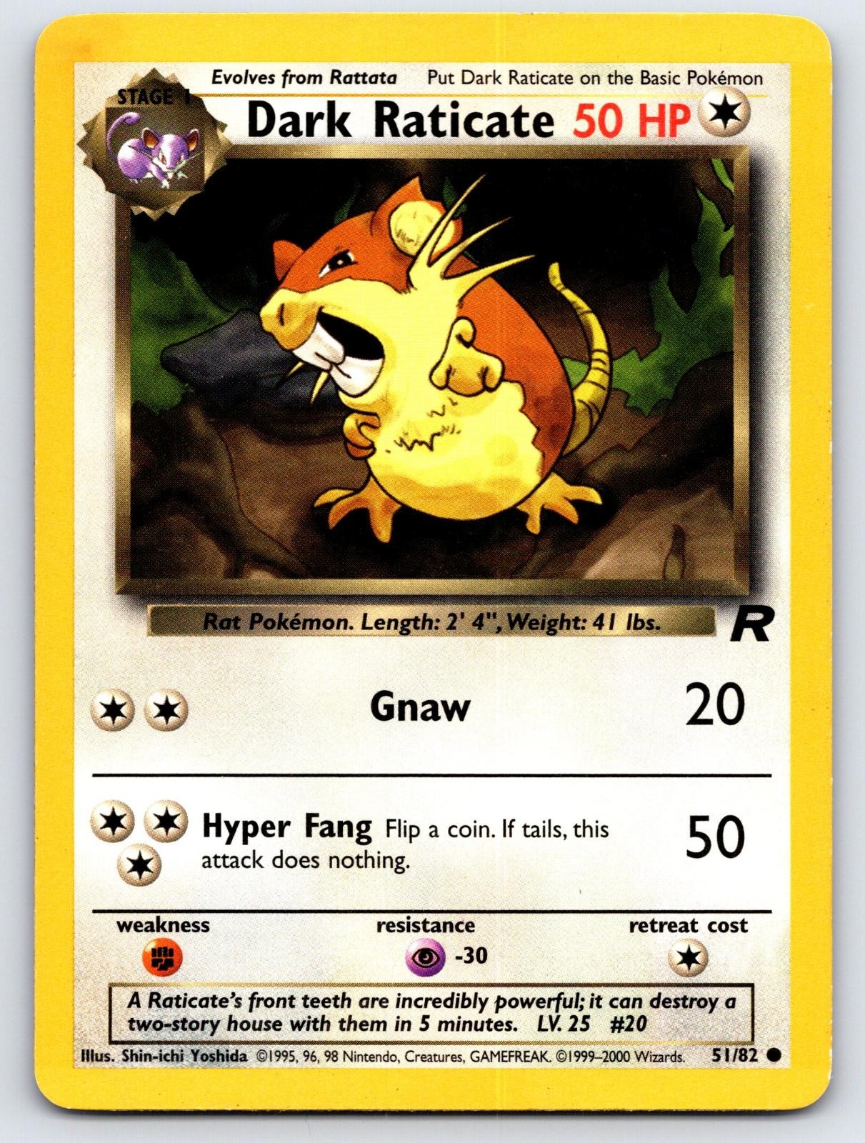 Dark Raticate 51/82 Common Team Rocket Pokemon Unlimited Heavily Played