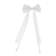 Bow Double Ribbon Duckbill Hair Clips for Home White 1 Pc