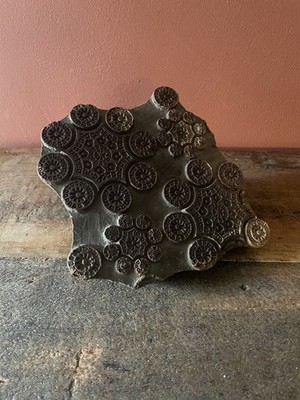 Großer antiker englischer Druckblock dekoratives Blumenrosettenmuster