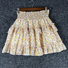 Altar'd State Floral Smocked Tiered Ruffle Mini Skirt Multi Color XS Boho Boho