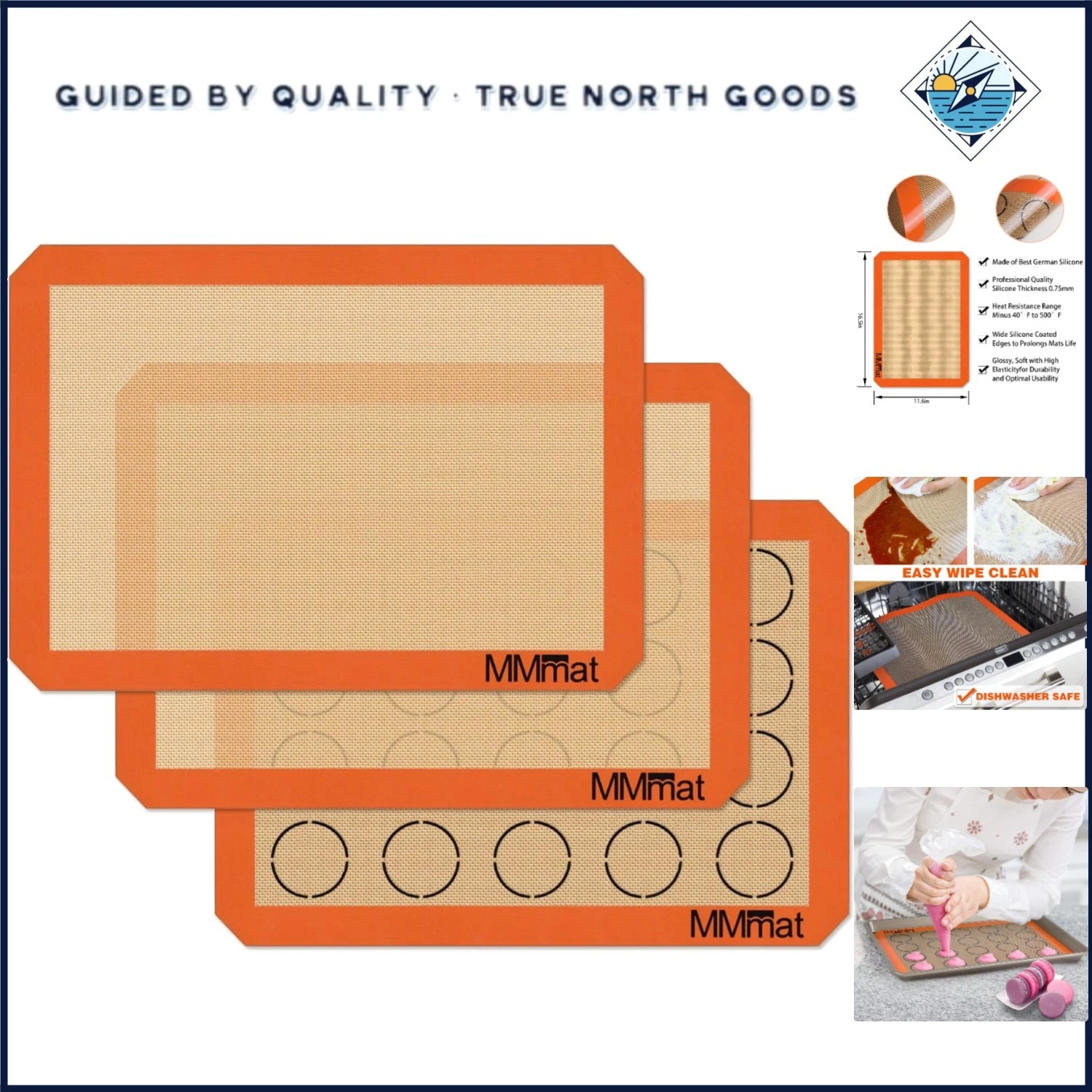 Non Stick Silicone Baking Mat Set - 2 Half Sheets & 1 Macaron Cookie Sheet
Opens in a new window or
