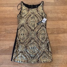 NWT XOXO gold sequin sleeveless knee length cocktail dress juniors sz 11/12 b37