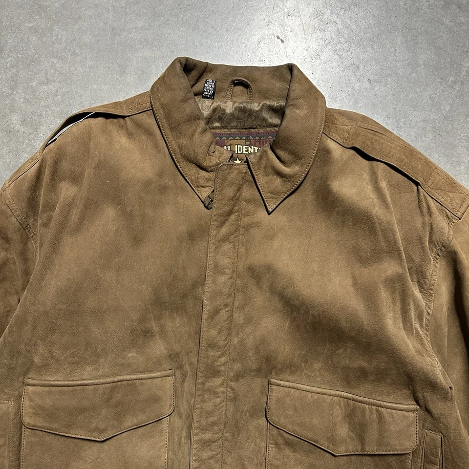 VTG Global Identity G-111 Leather Suede Bomber Jacket Brown Men’s Large Type A-2 - Image 2 of 4