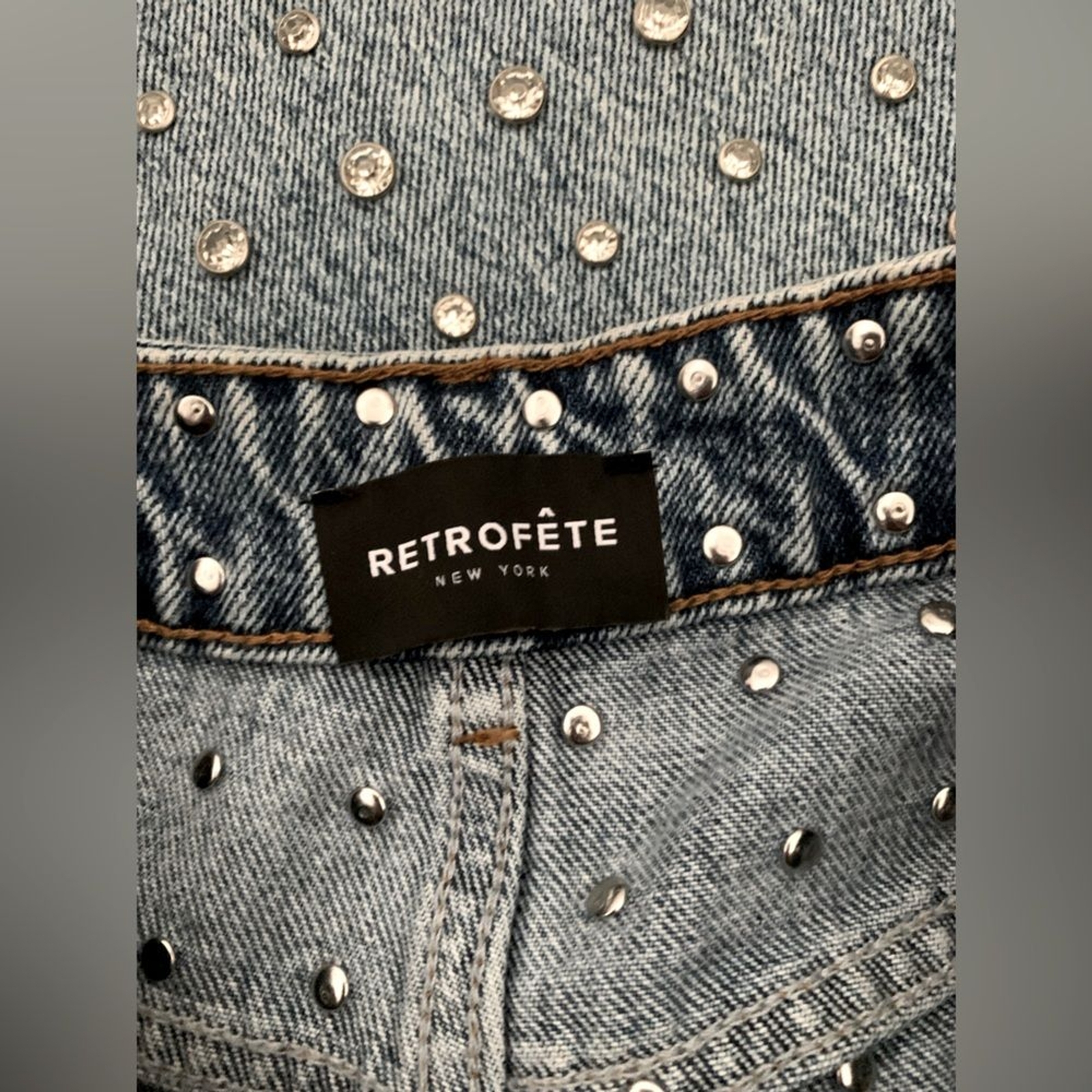 RRP US$1,698 NEW Retrofete Vero embellished denim pants US26 image 8