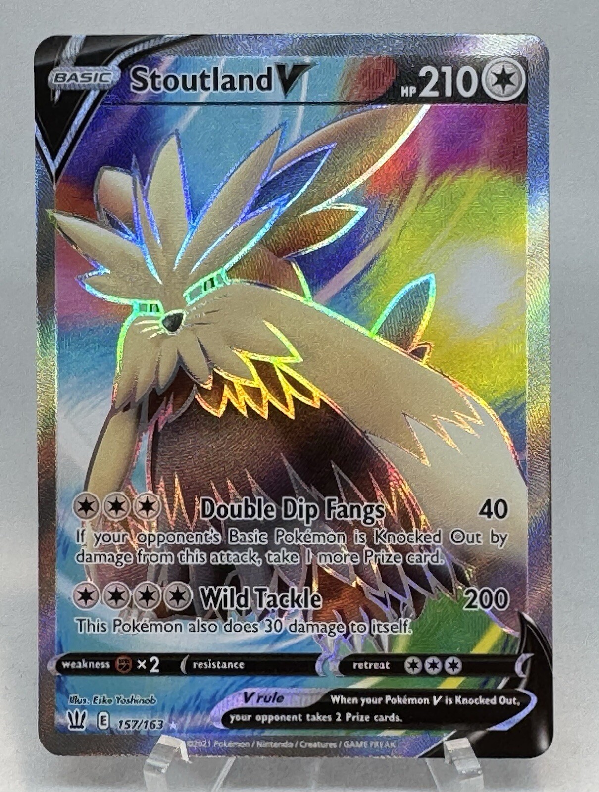Stoutland V 157/163 Battle Styles Holo Full Art Ultra Rare Card Pokémon NM