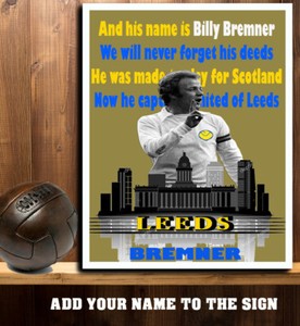 LEEDS UNITED BILLY BREMNER LEGEND FOOTBALL ICON RETRO ...
