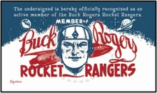 BUCK ROGERS ROCKET RANGERS MEMBERSHIP CARD - RED/BLUE - VINTAGE FANTASY
