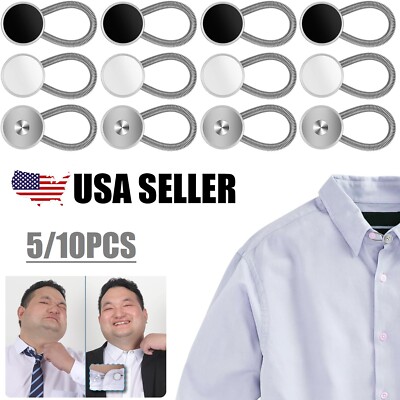 10Pcs Collar Extenders Elastic Button Extender Neck Extenders for Shirt  Pant USA | eBay