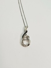 925 Sterling Silver Diamond Infinity Designer Pendant Necklace b23 