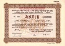 Conrad Uhl&acute;s Hotel Bristol-Centralhotel Berlin - heute Kempinski Berlin