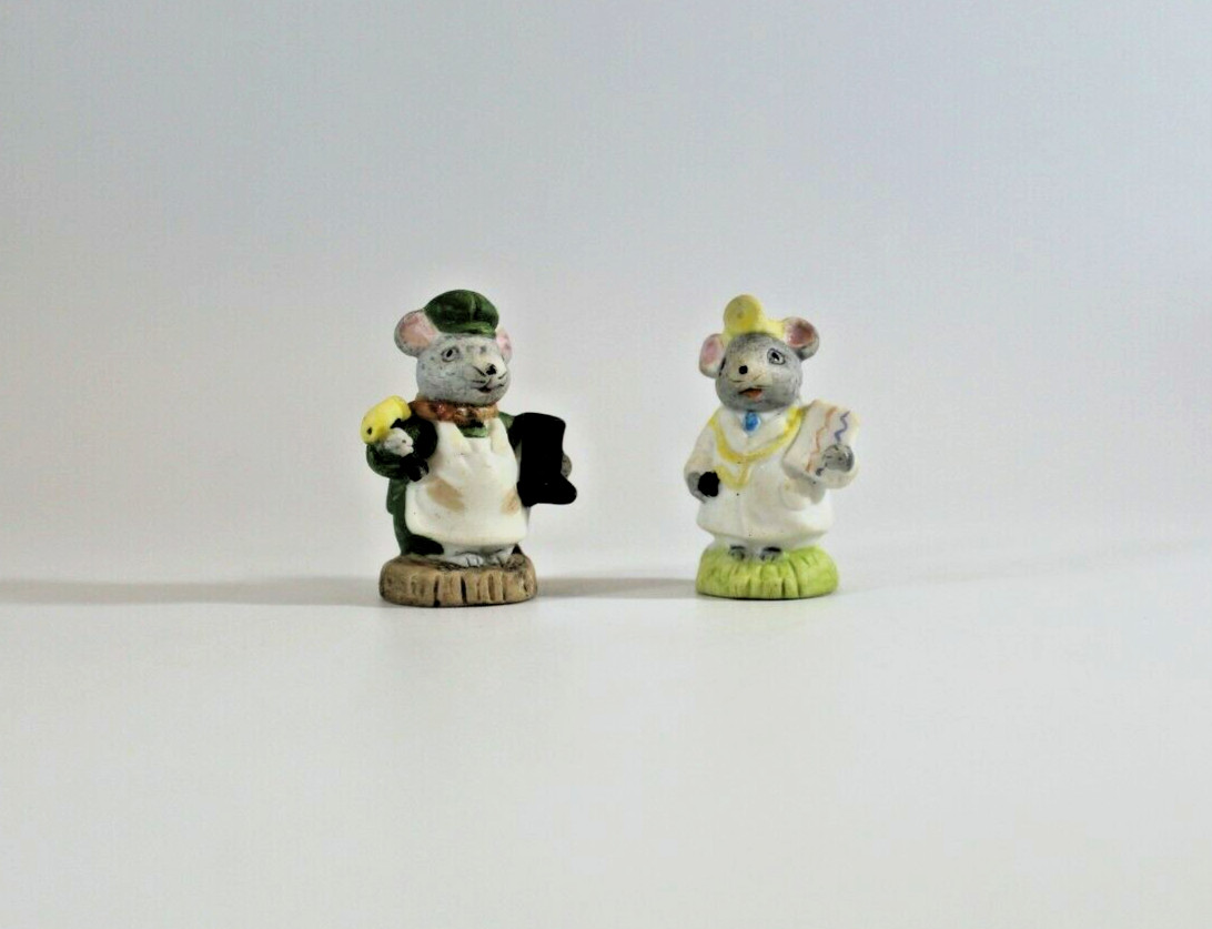 Lot of 2 Vintage Russ Miniature Mouse Figurines Doctor & Cobbler 1.5