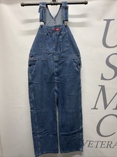 Mens Dickies Denim Jeans Carpenters Bib Overalls Size 34X30. 000207