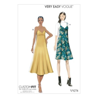 Vogue Schnittmuster V9278 Damen Kleid im Schlupfstil mit Reißverschluss hinten