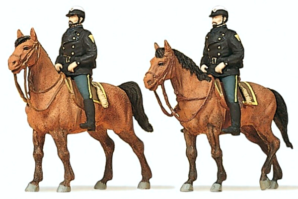 Preiser 10397 Berittene Polizei Usa 2 Figuren H0 1:87 Handbemalt Neu-image