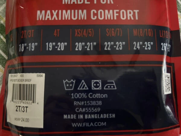Fila ребенка ясельного возраста трусы-боксеры мальчика 4 упаковки размер 2T / 3T новый 100% хлопок - Изображение 2 из 3