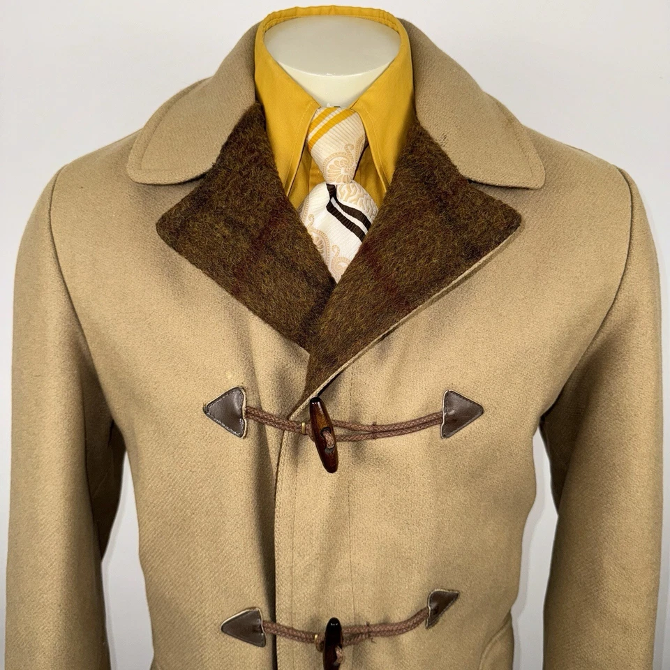 Vtg Lakeland Pea Coat Toggle Mens 40 Wool Trench Overcoat Jacket 60s 70s MCM Mod - Image 4 of 4