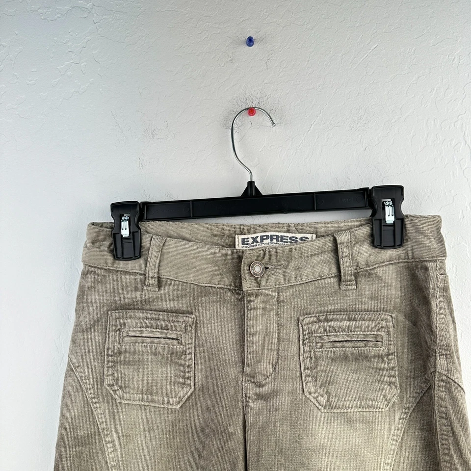 Vintage Y2K Express Pants Womens 2 Bronze Precision Fit Corduroy Flared Leg - Image 3 of 4