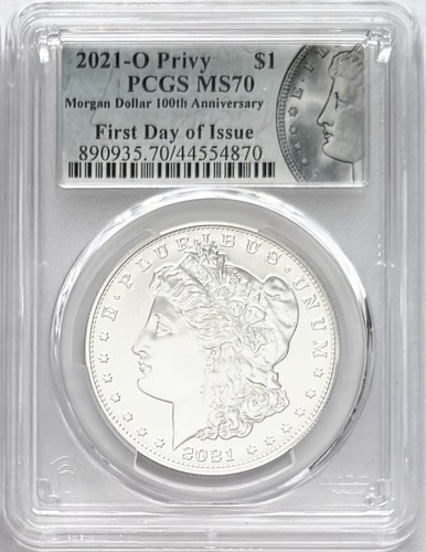 2021 O SILVER MORGAN DOLLAR NEW ORLEANS PRIVY FIRST DAY OF ISSUE PCGS MS70
