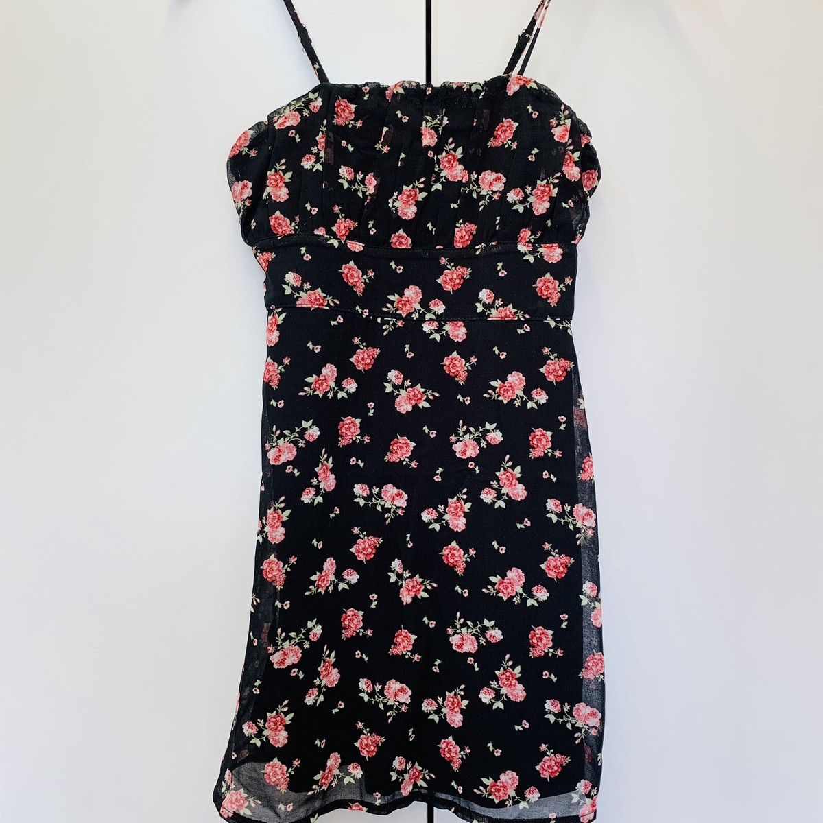 New Look 915 Girls Dress Age 10 Black Floral Lined