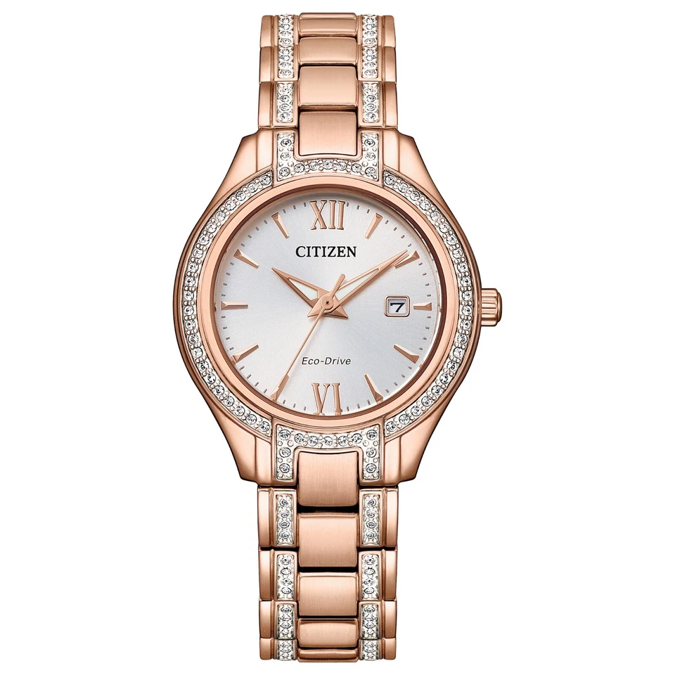 Citizen Silhouette Crystal Eco-Drive Women's Pink Gold Watch 30MM FE1233-52A