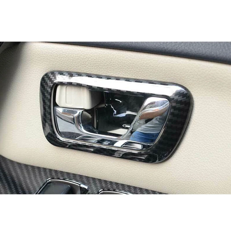 Cubierta de tazón de manija de puerta interior de fibra de carbono para Mitsubishi Pajero Montero 2009-21 Foto 3 de 4