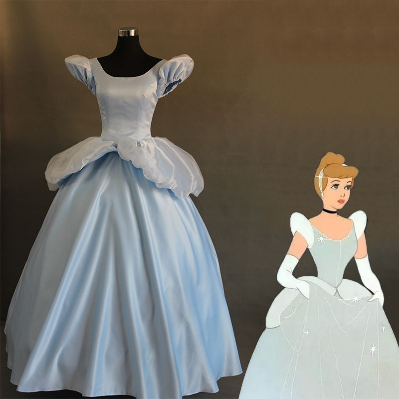 Cinderella Adult Costume Sandy Princess Cosplay Dress Blue Ball Gown Customized