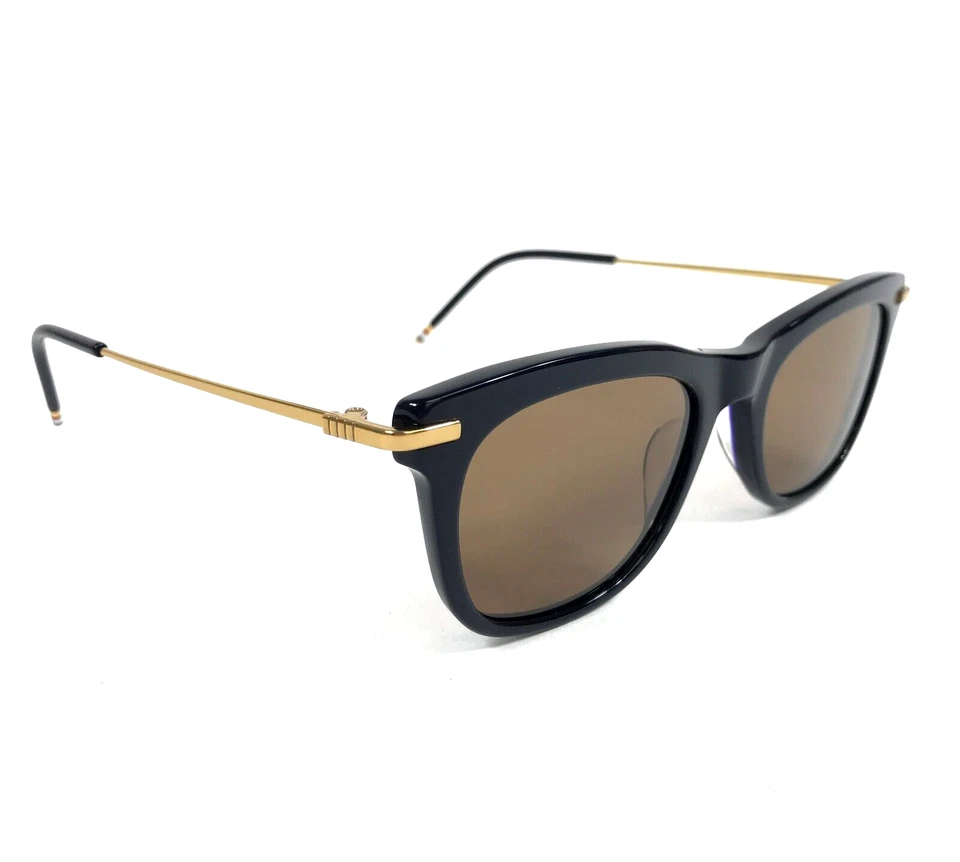 Gafas de sol Thom Browne TB-712-C-T-NVY-GLD-52 azul oscuro dorado cuadrado lentes marrones Foto 2 de 4
