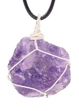 Amethyst, Gefasster Rohsteinanhänger inkl. Baumwollband | Edelsteinschmuck