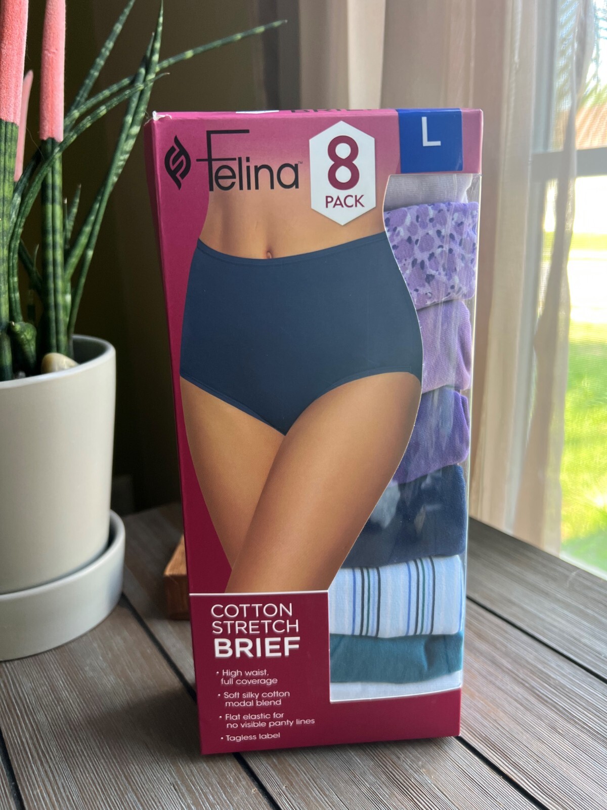 Felina Women's Cotton Modal Hi Cut Panties - 8-pack (himalayan Blue  Poppies, Large) : Target