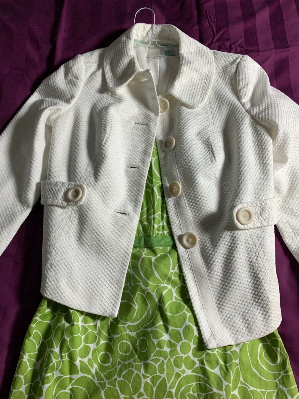 Boden Button Down Jacket, White, size 4, EUC - image 2