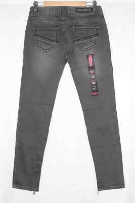 Rock & Roll Cowgirl Women's Jeans Low Rise Skinny Zip Bottom 28 x 32 Charcoal