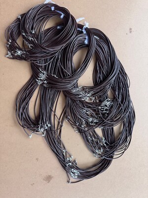 2mm Brown Leather Cord Necklace Sterling Silver with Lobster Clasp 14-32'' Chain