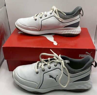 Puma Grip Fusion 2.0 Jrs Golf Shoes White/Quiet Shade Youth Size 4C EUC!!!!