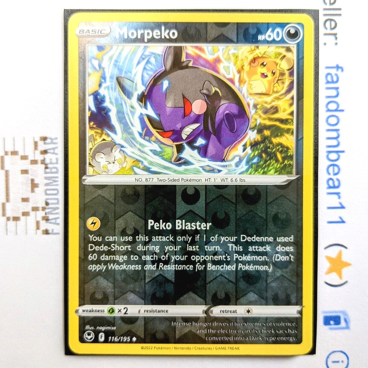 Morpeko HANGRY MODE Reverse Holo card 116/195 SWSH Silver