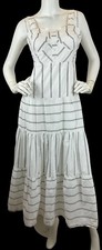 NEW Linda Farrow Beulah Style Maxi Sundress Tiered Ruffled White Gray Stripe L