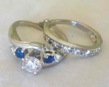 Women's Wedding Bridal Ring Set Lab Created 2Ct Diamond 14K White Gold Plated