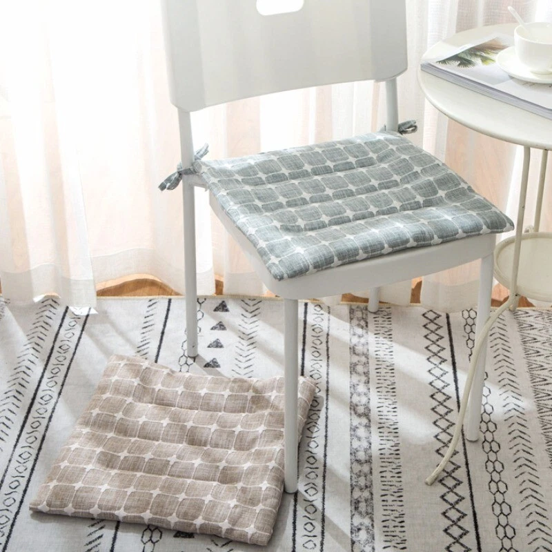 1x Ethnic Plaid Check Thin Cushion Bench Seat Chair Pad Non-slip Floor Mat Retro - Image 4 of 4