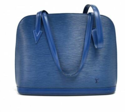 Vintage Louis Vuitton Lussac Blue Epi Leather Large Shoulder Bag